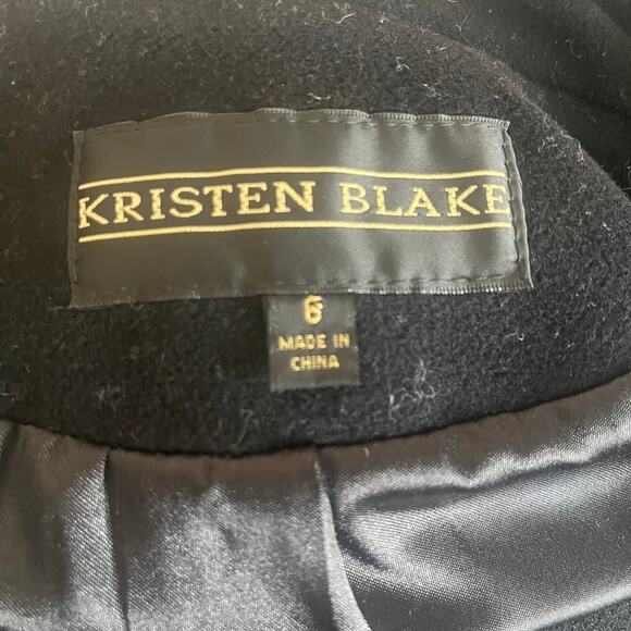 Kristen Blake Wool Coat Women’s Size 6 Black Long Button Front Classic - Picture 4 of 8